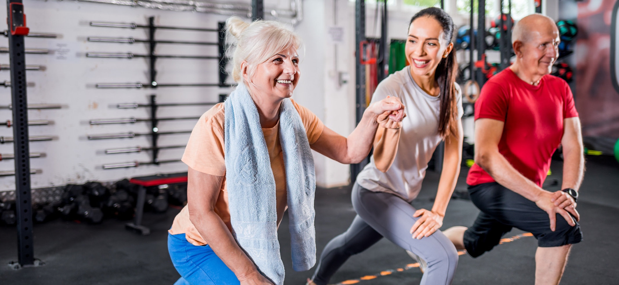 old woman with trainer