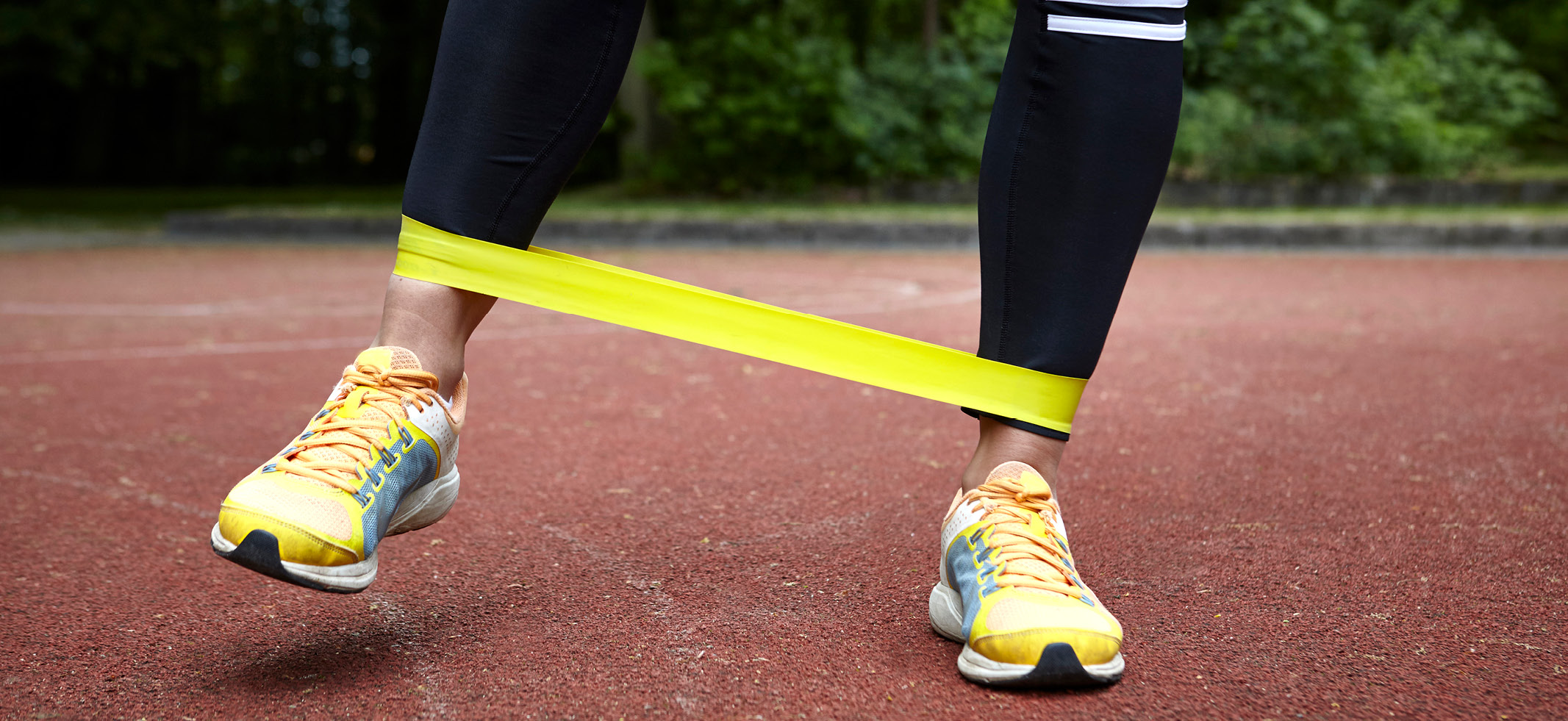 person using resistance band