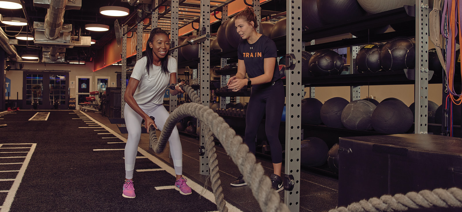 woman on battle ropes