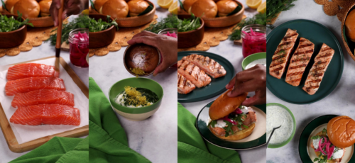 Salmon Sandwiches with Dill Yogurt Sauce (High Protein)